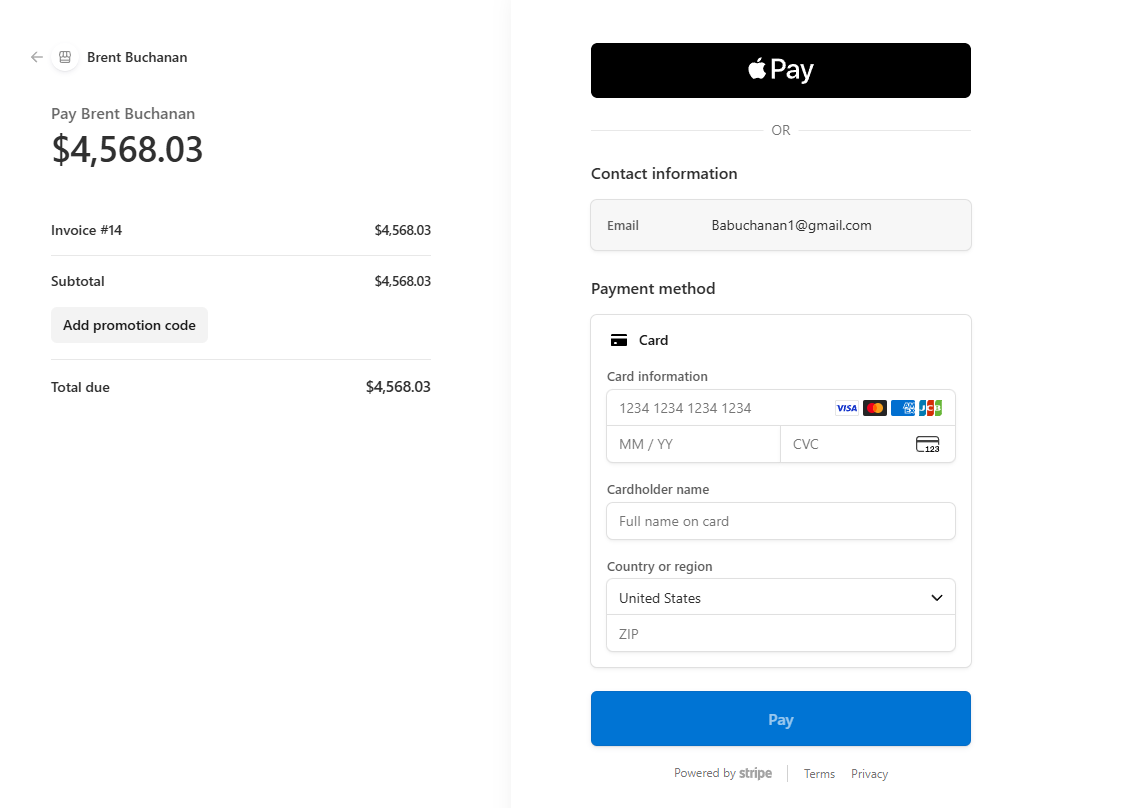 DuroWork invoice payment page screenshot